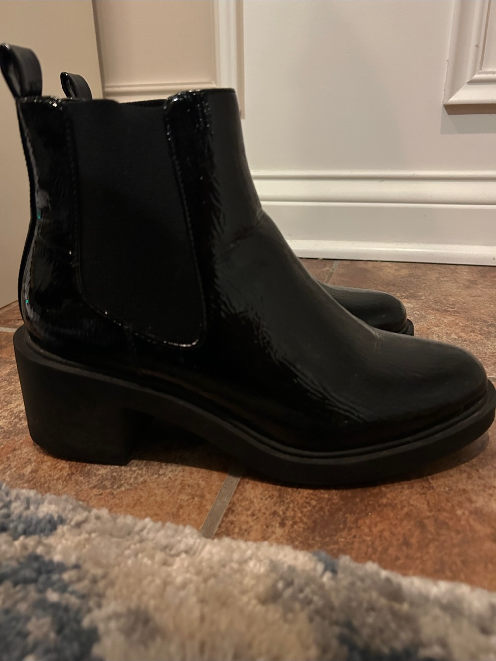 Andre Assous Black Patent Chelsea Booties